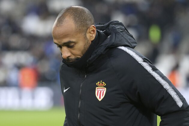MARSEILLE, FRANCE - JANUARY 13: Coach of Monaco Thierry Henry during the french Ligue 1 match between Olympique de Marseille (OM) and AS Monaco at Stade Velodrome on January 13, 2019 in Marseille, France. (Photo by Jean Catuffe/Getty Images)