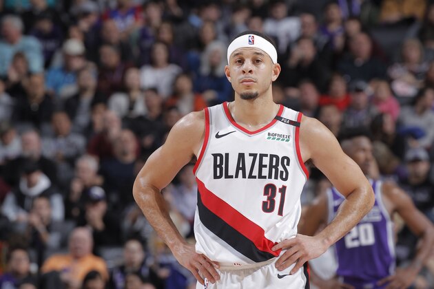 SACRAMENTO, CA - JANUARY 14: Al-Seth Curry #31 of the Portland Trail Blazers looks on during the game against the Sacramento Kings on January 14, 2019 at Golden 1 Center in Sacramento, California. NOTE TO USER: User expressly acknowledges and agrees that, by downloading and or using this photograph, User is consenting to the terms and conditions of the Getty Images Agreement. Mandatory Copyright Notice: Copyright 2019 NBAE (Photo by Rocky Widner/NBAE via Getty Images)