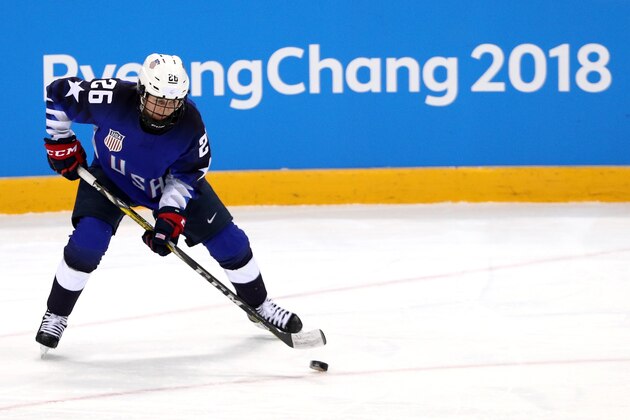 GANGNEUNG, SOUTH KOREA - FEBRUARY 22: Kendall Coyne #26 of the United States controls the puck against Canada in the second period during the Women's Gold Medal Game on day thirteen of the PyeongChang 2018 Winter Olympic Games at Gangneung Hockey Centre on February 22, 2018 in Gangneung, South Korea. (Photo by Maddie Meyer/Getty Images) GANGNEUNG, SOUTH KOREA - FEBRUARY 22: Kendall Coyne #26 of the United States controls the puck against Canada in the second period during the Women's Gold Medal Game on day thirteen of the PyeongChang 2018 Winter Olympic Games at Gangneung Hockey Centre on February 22, 2018 in Gangneung, South Korea. (Photo by Maddie Meyer/Getty Images)