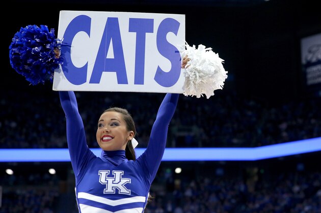 LEXINGTON, KY - NOVEMBER 23:  A Kentucky Wildcats cheerleader performs in the game against the Tennessee State Tigers at Rupp Arena on November 23, 2018 in Lexington, Kentucky.  (Photo by Andy Lyons/Getty Images)