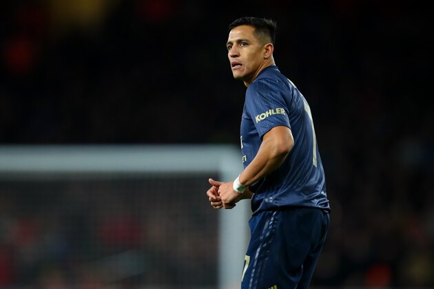 LONDON, ENGLAND - JANUARY 25: Alexis Sanchez of Manchester United during the FA Cup Fourth Round match between Arsenal and Manchester United at Emirates Stadium on January 25, 2019 in London, United Kingdom. (Photo by Robbie Jay Barratt - AMA/Getty Images)