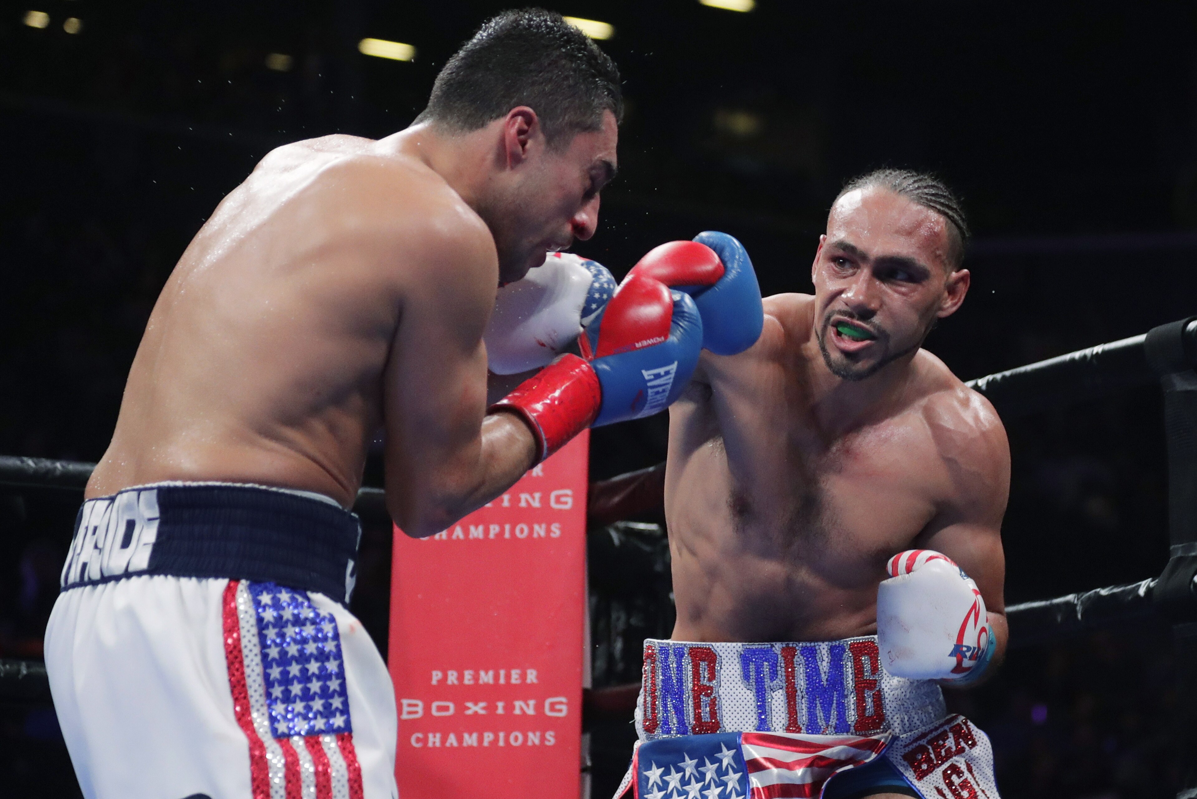 Keith Thurman, right, punches Josesito Lopez during the fifth round of a welterweight championship boxing match Saturday, Jan. 26, 2019, in New York. Thurman won the fight. (AP Photo/Frank Franklin II) Keith Thurman, right, punches Josesito Lopez during the fifth round of a welterweight championship boxing match Saturday, Jan. 26, 2019, in New York. Thurman won the fight. (AP Photo/Frank Franklin II)