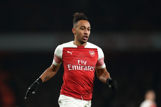 LONDON, ENGLAND - JANUARY 19: Pierre-Emerick Aubameyang of Arsenal during the Premier League match between Arsenal FC and Chelsea FC at Emirates Stadium on January 19, 2019 in London, United Kingdom. (Photo by James Williamson - AMA/Getty Images)