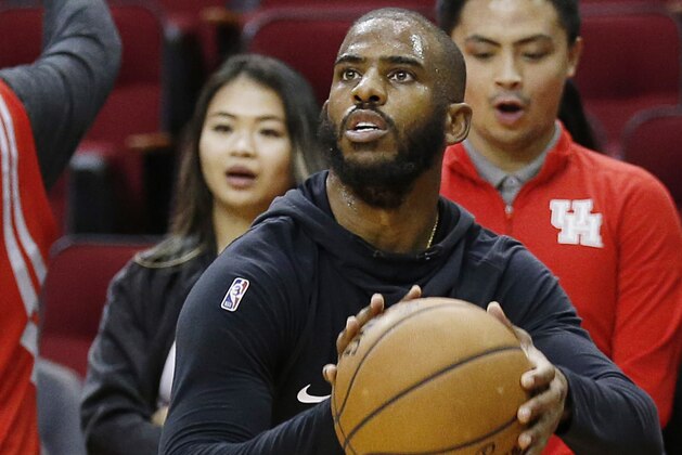 HOUSTON, TEXAS - JANUARY 07: Chris Paul #3 of the Houston Rockets during a shoot around session at Toyota Center on January 07, 2019 in Houston, Texas.  Paul has been out with a hamstring injury. NOTE TO USER: User expressly acknowledges and agrees that, by downloading and or using this photograph, User is consenting to the terms and conditions of the Getty Images License Agreement. (Photo by Bob Levey/Getty Images)