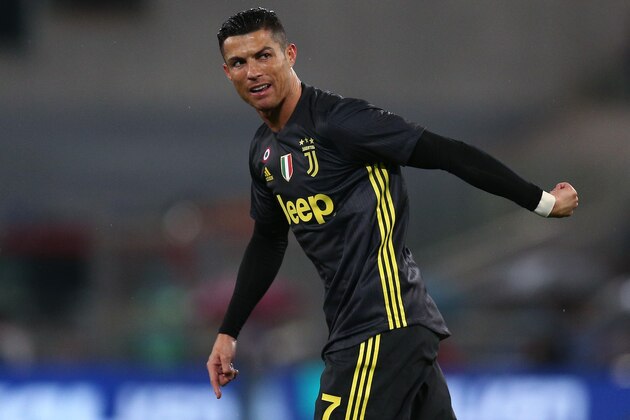 ROME, ITALY - JANUARY 27: Cristiano Ronaldo of Juventus during the Italian Serie A   match between Lazio v Juventus at the Stadio Olimpico Rome on January 27, 2019 in Rome Italy (Photo by Danilo Di Giovanni/Soccrates/Getty Images)