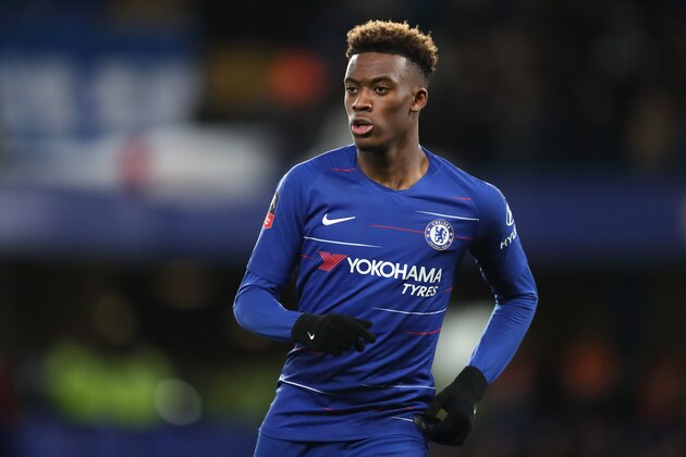 LONDON, ENGLAND - JANUARY 27: Callum Hudson-Odoi of Chelsea during the FA Cup Fourth Round match between Chelsea and Sheffield Wednesday at Stamford Bridge on January 27, 2019 in London, United Kingdom. (Photo by James Williamson - AMA/Getty Images)
