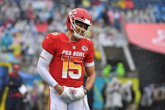 ORLANDO, FL - JANUARY 27:  Patrick Mahomes #15 of the Kansas City Chiefs during the 2019 NFL Pro Bowl at Camping World Stadium on January 27, 2019 in Orlando, Florida. (Photo by Mark Brown/Getty Images)