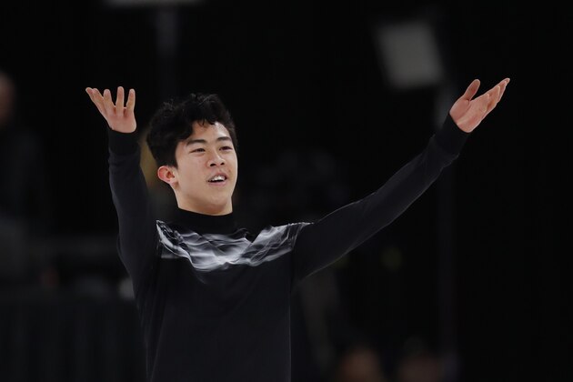 Nathan Chen acknowledges the audience after performing the men's free skate at the U.S. Figure Skating Championships, Sunday, Jan. 27, 2019, in Detroit. (AP Photo/Paul Sancya) Nathan Chen acknowledges the audience after performing the men's free skate at the U.S. Figure Skating Championships, Sunday, Jan. 27, 2019, in Detroit. (AP Photo/Paul Sancya)