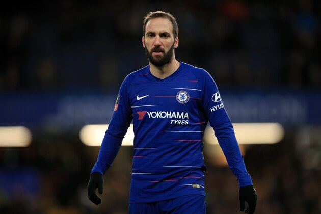 LONDON, ENGLAND - JANUARY 27:  Gonzalo Higuain of Chelsea during the FA Cup Fourth Round match between Chelsea and Sheffield Wednesday  at Stamford Bridge on January 27, 2019 in London, United Kingdom. (Photo by Marc Atkins/Getty Images)