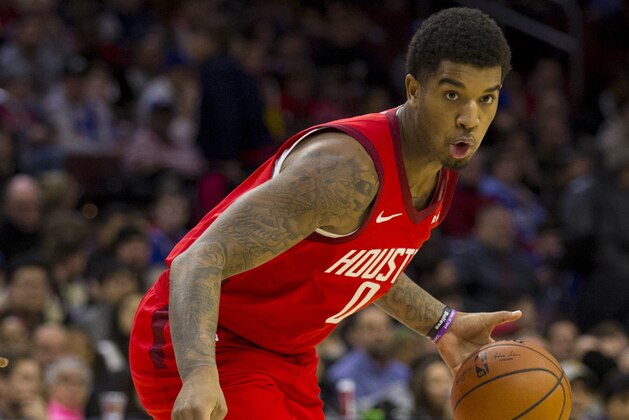 PHILADELPHIA, PA - JANUARY 21: Marquese Chriss #0 of the Houston Rockets dribbles the ball against the Philadelphia 76ers at the Wells Fargo Center on January 21, 2019 in Philadelphia, Pennsylvania. The 76ers defeated the Rockets 121-93. NOTE TO USER: User expressly acknowledges and agrees that, by downloading and or using this photograph, User is consenting to the terms and conditions of the Getty Images License Agreement. (Photo by Mitchell Leff/Getty Images)