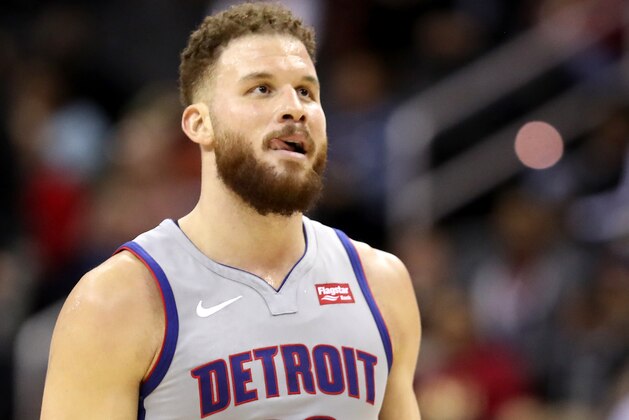WASHINGTON, DC - JANUARY 21: Blake Griffin #23 of the Detroit Pistons walks off the floor in the second half against the Washington Wizards at Capital One Arena on January 21, 2019 in Washington, DC. NOTE TO USER: User expressly acknowledges and agrees that, by downloading and or using this photograph, User is consenting to the terms and conditions of the Getty Images License Agreement. (Photo by Rob Carr/Getty Images)