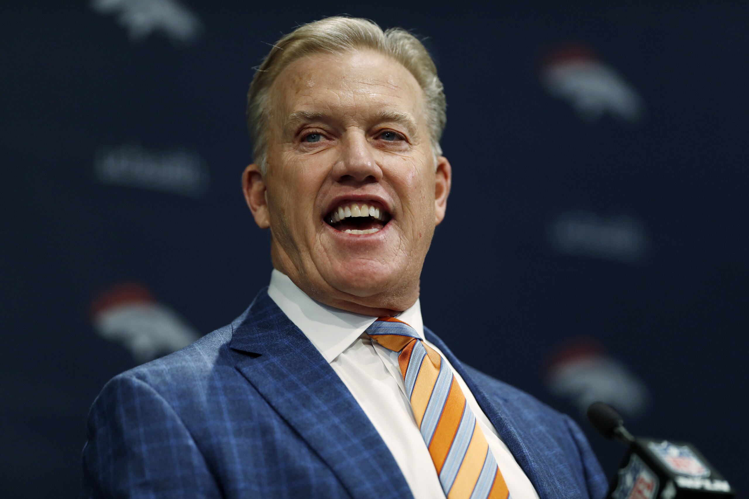 Denver Broncos general manager John Elway introduces the team's new head coach, Vic Fangio, during a news conference at the team's headquarters Thursday, Jan. 10, 2019, in Englewood, Colo. (AP Photo/David Zalubowski) Denver Broncos general manager John Elway introduces the team's new head coach, Vic Fangio, during a news conference at the team's headquarters Thursday, Jan. 10, 2019, in Englewood, Colo. (AP Photo/David Zalubowski)