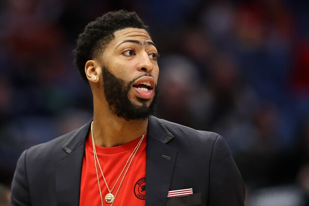 NEW ORLEANS, LOUISIANA - JANUARY 23: Anthony Davis #23 of the New Orleans Pelicans looks on against the Detroit Pistons at Smoothie King Center on January 23, 2019 in New Orleans, Louisiana.  NOTE TO USER: User expressly acknowledges and agrees that, by downloading and or using this photograph, User is consenting to the terms and conditions of the Getty Images License Agreement. (Photo by Chris Graythen/Getty Images)