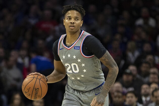 Philadelphia 76ers' Markelle Fultz in action during the first half of an NBA basketball game against the Utah Jazz, Friday, Nov. 16, 2018, in Philadelphia. The 76ers won 113-107. (AP Photo/Chris Szagola)