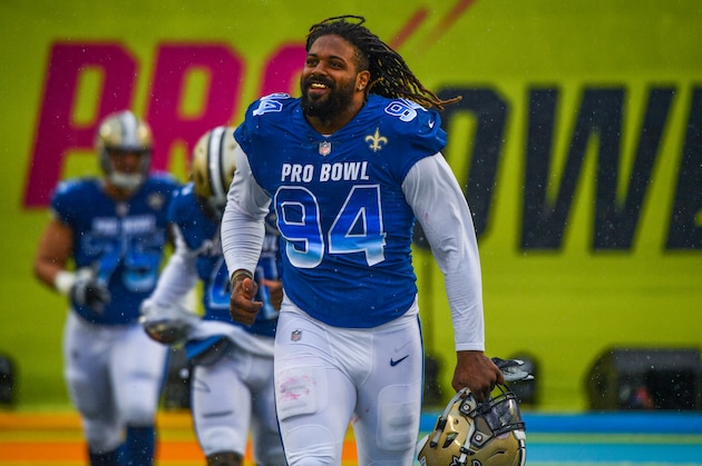ORLANDO, FL - JANUARY 27: Cameron Jordan #94 of the New Orleans Saints gets introduced before the 2019 NFL Pro Bowl at Camping World Stadium on January 27, 2019 in Orlando, Florida. (Photo by Mark Brown/Getty Images) ORLANDO, FL - JANUARY 27: Cameron Jordan #94 of the New Orleans Saints gets introduced before the 2019 NFL Pro Bowl at Camping World Stadium on January 27, 2019 in Orlando, Florida. (Photo by Mark Brown/Getty Images)