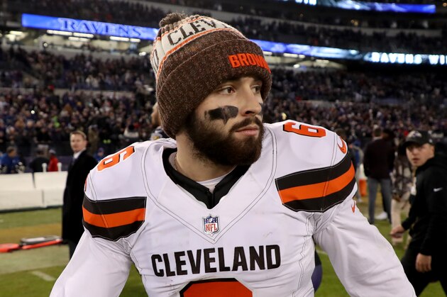 BALTIMORE, MARYLAND - DECEMBER 30: Quarterback Baker Mayfield #6 of the Cleveland Browns walks off the field after the Browns lost to the Baltimore Ravens 26-24 at M&T Bank Stadium on December 30, 2018 in Baltimore, Maryland. (Photo by Rob Carr/Getty Images)