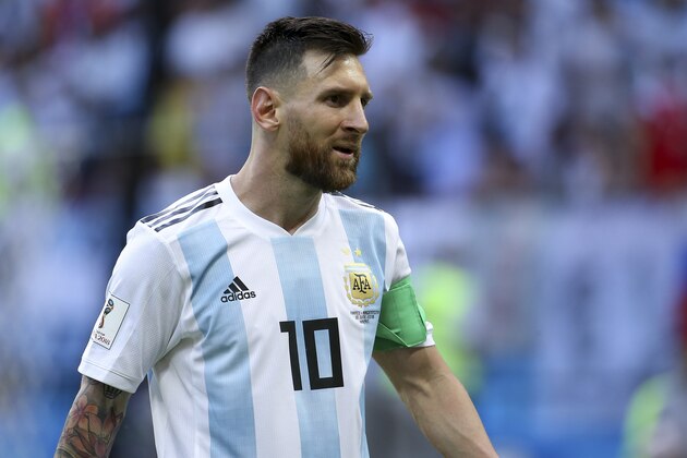 KAZAN, RUSSIA - JUNE 30: Lionel Messi of Argentina during the 2018 FIFA World Cup Russia Round of 16 match between France and Argentina at Kazan Arena on June 30, 2018 in Kazan, Russia. (Photo by Jean Catuffe/Getty Images)