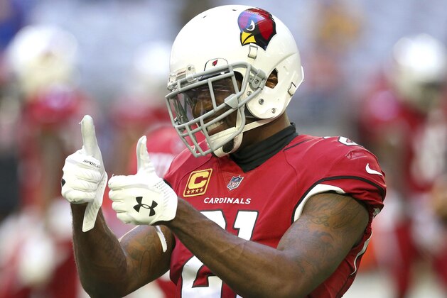 Arizona Cardinals cornerback Patrick Peterson (21) gives a thumbs up prior to an NFL football game against the Los Angeles Rams, Sunday, Dec. 23, 2018, in Glendale, Ariz. (AP Photo/Ross D. Franklin)