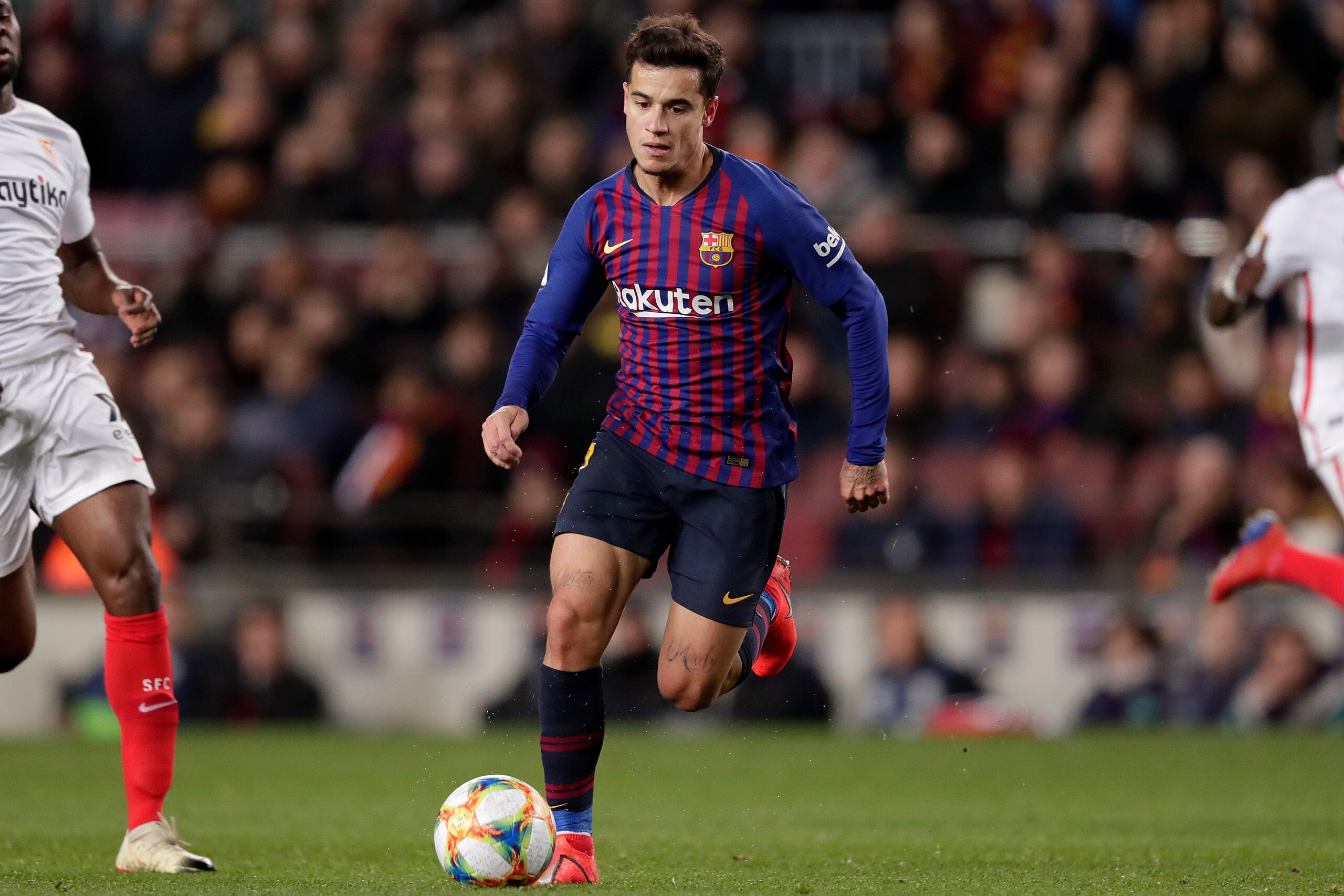 BARCELONA, SPAIN - JANUARY 30: Philippe Coutinho of FC Barcelona  during the Spanish Copa del Rey  match between FC Barcelona v Sevilla at the Camp Nou on January 30, 2019 in Barcelona Spain (Photo by Jeroen Meuwsen/Soccrates/Getty Images)