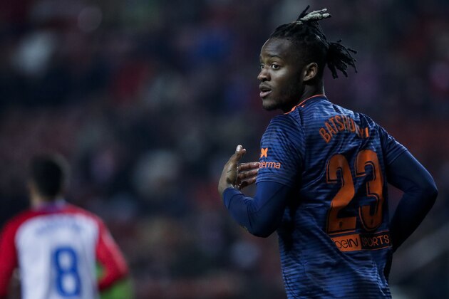 GIJON, SPAIN - JANUARY 8: Michy Batshuayi of Valencia CF during the Spanish Copa del Rey  match between Sporting Gijon v Valencia at the El Molinon on January 8, 2019 in Gijon Spain (Photo by David S. Bustamante/Soccrates/Getty Images)