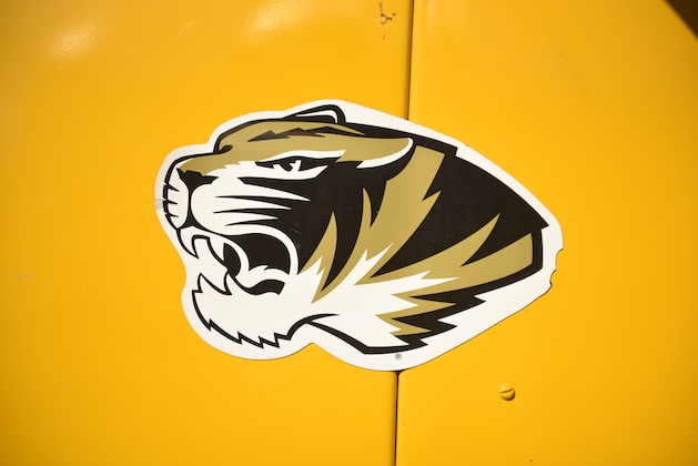COLUMBIA, MO - OCTOBER 21: A Missouri Tigers logo is seen on an equipment locker  at Memorial Stadium on October 21, 2017 in Columbia, Missouri. (Photo by Ed Zurga/Getty Images) *** Local Caption ***