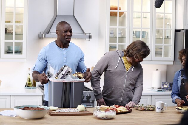 IMAGE DISTRIBUTED FOR FEBREZE - Pro Football Hall of Famer, Terrell Owens, shoots a scene for Febreze's Super Bowl campaign on Jan. 21 in Los Angeles. Owens has partnered Febreze to remind the millions of Super Bowl party hosts (and attendees) that with Febreze in their line-up on Game Day, they can tackle any celebration-stopping odors that may come their way pregame, postgame and all the time in between!  Folks can visit youtube.com/febreze to see content featuring Owens and to learn why #PartyPrepWithFebreze is a must. (Matt Sayles/AP Images for Febreze)