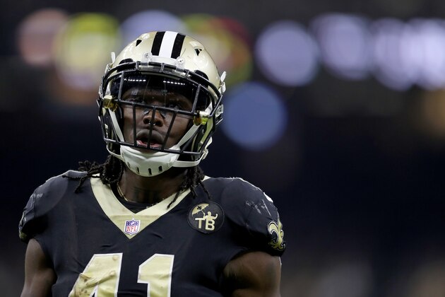 NEW ORLEANS, LOUISIANA - JANUARY 20: Alvin Kamara #41 of the New Orleans Saints looks on against the Los Angeles Rams during the fourth quarter in the NFC Championship game at the Mercedes-Benz Superdome on January 20, 2019 in New Orleans, Louisiana. (Photo by Jonathan Bachman/Getty Images) NEW ORLEANS, LOUISIANA - JANUARY 20: Alvin Kamara #41 of the New Orleans Saints looks on against the Los Angeles Rams during the fourth quarter in the NFC Championship game at the Mercedes-Benz Superdome on January 20, 2019 in New Orleans, Louisiana. (Photo by Jonathan Bachman/Getty Images)