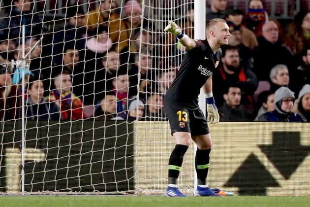 BARCELONA, SPAIN - JANUARY 30: Jasper Cillessen of FC Barcelona  during the Spanish Copa del Rey  match between FC Barcelona v Sevilla at the Camp Nou on January 30, 2019 in Barcelona Spain (Photo by Jeroen Meuwsen/Soccrates/Getty Images)