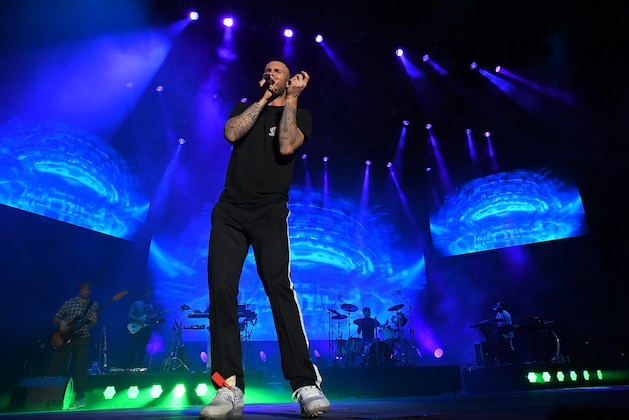 SAN ANTONIO, TX - APRIL 01:  Adam Levine of Maroon 5 performs onstage during the Capital One JamFest onstage at the NCAA March Madness Music Festival at Hemisfair on April 1, 2018 in San Antonio, Texas.  (Photo by Michael Loccisano/Getty Images for Turner)
