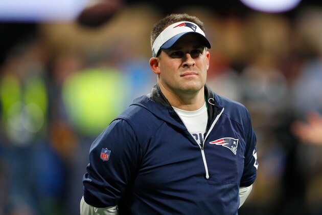 ATLANTA, GA - FEBRUARY 03: Josh McDaniels Offensive Coordinator of the New England Patriots looks on in the first half during Super Bowl LIII against the Los Angeles Rams at Mercedes-Benz Stadium on February 3, 2019 in Atlanta, Georgia.  (Photo by Kevin C. Cox/Getty Images)