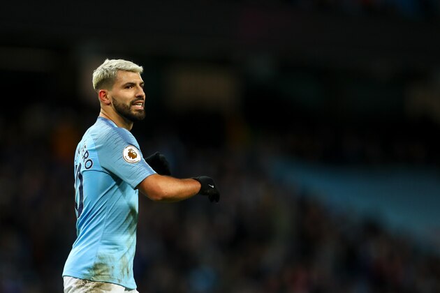 MANCHESTER, ENGLAND - FEBRUARY 03: Sergio Aguero of Manchester City during the Premier League match between Manchester City and Arsenal FC at Etihad Stadium on February 3, 2019 in Manchester, United Kingdom. (Photo by Robbie Jay Barratt - AMA/Getty Images)