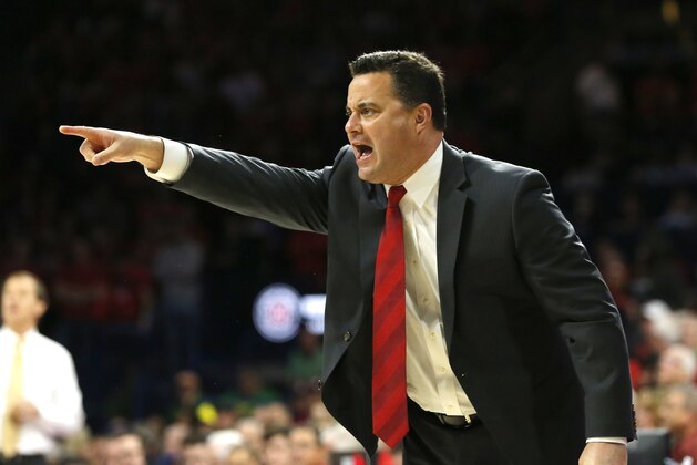 Arizona head coach Sean Miller in the second half during an NCAA college basketball game against Oregon, Thursday, Jan. 17, 2019, in Tucson, Ariz. Oregon defeated Arizona 59-54. (AP Photo/Rick Scuteri)