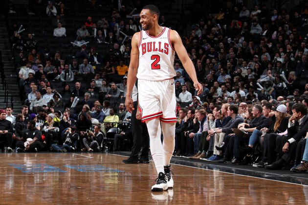 BROOKLYN, NY - JANUARY 29:  Jabari Parker #2 of the Chicago Bulls smiles during the game against the Brooklyn Nets on January 29, 2019 at Barclays Center in Brooklyn, New York. NOTE TO USER: User expressly acknowledges and agrees that, by downloading and or using this Photograph, user is consenting to the terms and conditions of the Getty Images License Agreement. Mandatory Copyright Notice: Copyright 2019 NBAE (Photo by Nathaniel S. Butler/NBAE via Getty Images)