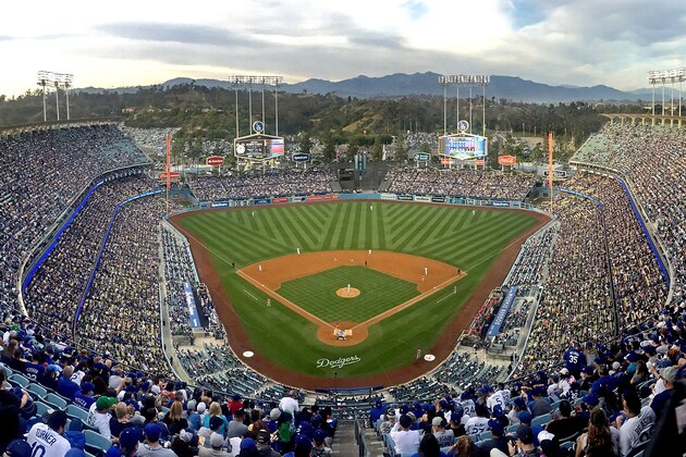 LOS ANGELES, CA - APRIL 21:  General view of Dodger Stadium during the game between the Los Angeles Dodgers and the Washington Nationals on April 21, 2018 in Los Angeles, California.  (Photo by Jayne Kamin-Oncea/Getty Images)