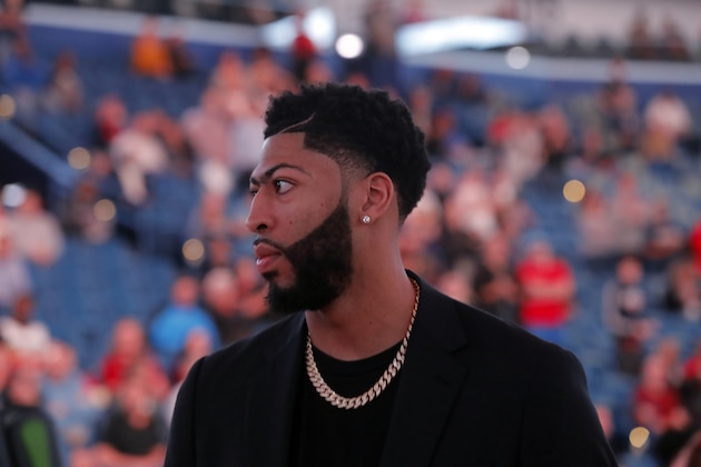 New Orleans Pelicans forward Anthony Davis walks on the court before an NBA basketball game against the Indiana Pacers in New Orleans, Monday, Feb. 4, 2019. (AP Photo/Gerald Herbert) New Orleans Pelicans forward Anthony Davis walks on the court before an NBA basketball game against the Indiana Pacers in New Orleans, Monday, Feb. 4, 2019. (AP Photo/Gerald Herbert)