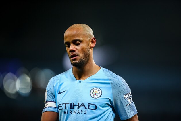 MANCHESTER, ENGLAND - JANUARY 03: Vincent Kompany of Manchester City during the Premier League match between Manchester City and Liverpool FC at Etihad Stadium on January 3, 2019 in Manchester, United Kingdom. (Photo by Robbie Jay Barratt - AMA/Getty Images)