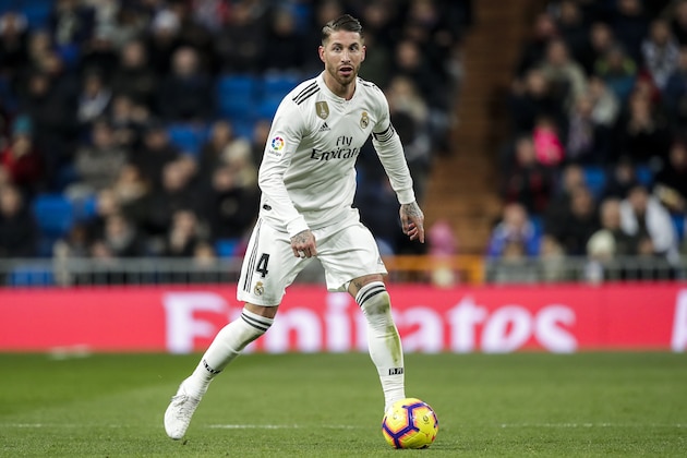MADRID, SPAIN - FEBRUARY 3: Sergio Ramos of Real Madrid during the La Liga Santander  match between Real Madrid v Deportivo Alaves at the Santiago Bernabeu on February 3, 2019 in Madrid Spain (Photo by David S. Bustamante/Soccrates/Getty Images)