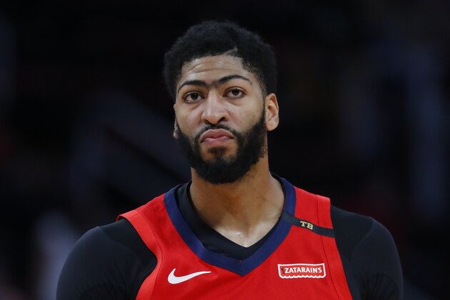 New Orleans Pelicans forward Anthony Davis plays against the Detroit Pistons in the second half of an NBA basketball game in Detroit, Sunday, Dec. 9, 2018. (AP Photo/Paul Sancya)