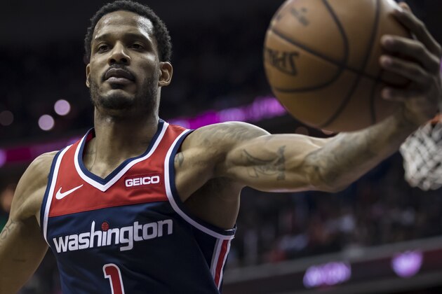 WASHINGTON, DC - FEBRUARY 2: Trevor Ariza #1 of the Washington Wizards handles the ball against the Milwaukee Bucks during the second half at Capital One Arena on February 2, 2019 in Washington, DC. NOTE TO USER: User expressly acknowledges and agrees that, by downloading and or using this photograph, User is consenting to the terms and conditions of the Getty Images License Agreement. (Photo by Scott Taetsch/Getty Images)