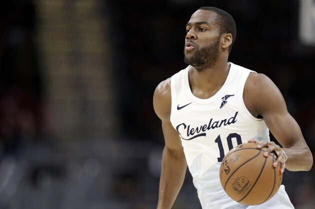 Cleveland Cavaliers' Alec Burks drives against the Washington Wizards in the first half of an NBA basketball game, Tuesday, Jan. 29, 2019, in Cleveland. (AP Photo/Tony Dejak)