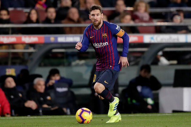 BARCELONA, SPAIN - FEBRUARY 2: Lionel Messi of FC Barcelona  during the La Liga Santander  match between FC Barcelona v Valencia at the Camp Nou on February 2, 2019 in Barcelona Spain (Photo by David S. Bustamante/Soccrates/Getty Images)
