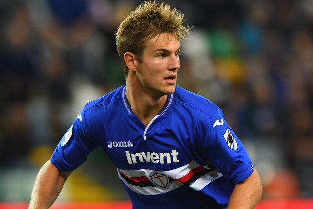 UDINE, ITALY - AUGUST 26: Joachim Andersen of UC Sampdoria looks on during the serie A match between Udinese and UC Sampdoria at Stadio Friuli on August 26, 2018 in Udine, Italy.  (Photo by Alessandro Sabattini/Getty Images)