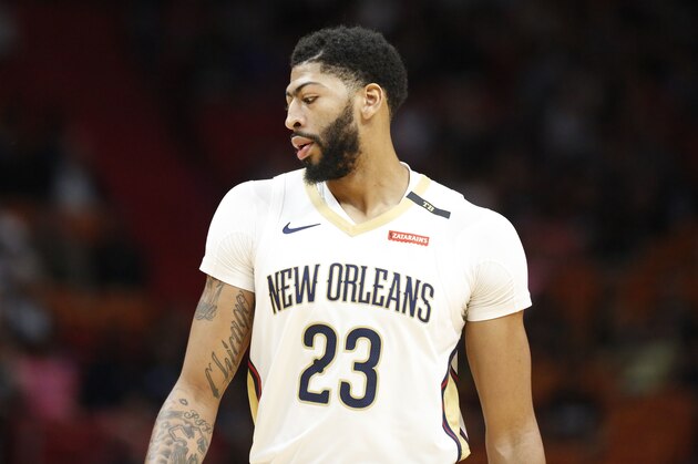 New Orleans Pelicans forward Anthony Davis (23) in action during an NBA basketball game Friday, Nov. 30, 2018, in Miami. (AP Photo/Brynn Anderson)