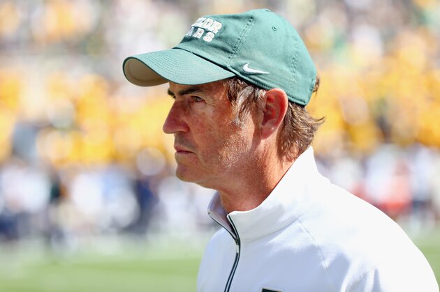 WACO, TX - OCTOBER 17:  Head coach Art Briles of the Baylor Bears looks on as the Bears take on the West Virginia Mountaineers in the second half at McLane Stadium on October 17, 2015 in Waco, Texas.  (Photo by Tom Pennington/Getty Images)