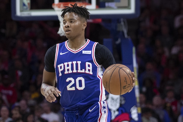 Philadelphia 76ers' Markelle Fultz in action during the second half of an NBA basketball game against the Atlanta Hawks, Monday, Oct. 29, 2018, in Philadelphia. The 76ers won 113-92. (AP Photo/Chris Szagola)