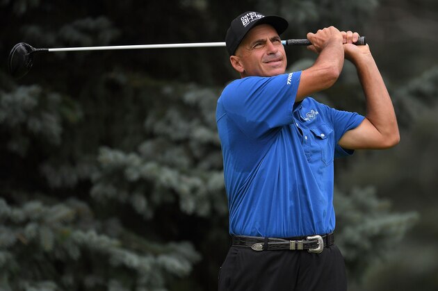 GRAND BLANC, MI - SEPTEMBER 14:  Rocco Mediate hits his tee shot on the second hole during the first round of the Ally Challenge presented by McLaren at Warwick Hills Golf & Country Club on September 14, 2018 in Grand Blanc, Michigan.  (Photo by Stacy Revere/Getty Images)