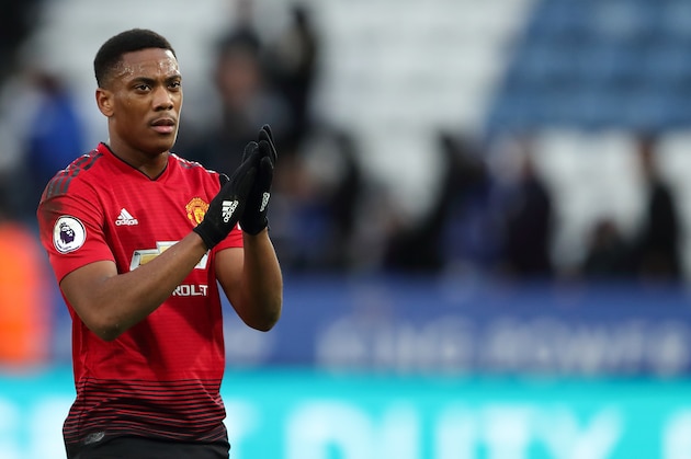 LEICESTER, ENGLAND - FEBRUARY 03: Anthony Martial of Manchester United at full time of the Premier League match between Leicester City and Manchester United at The King Power Stadium on February 3, 2019 in Leicester, United Kingdom. (Photo by James Williamson - AMA/Getty Images)