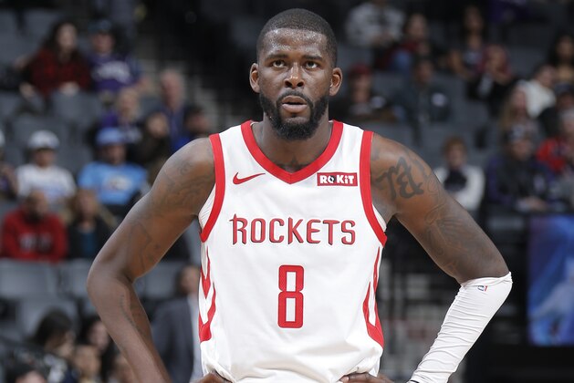 SACRAMENTO, CA -FEBRUARY 6:  James Ennis III #8 of the Houston Rockets looks on during the game against the Sacramento Kingson February 6, 2018 at Golden 1 Center in Sacramento, California. NOTE TO USER: User expressly acknowledges and agrees that, by downloading and or using this Photograph, user is consenting to the terms and conditions of the Getty Images License Agreement. Mandatory Copyright Notice: Copyright 2018 NBAE (Photo by Rocky Widner/NBAE via Getty Images)