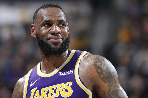 INDIANAPOLIS, IN - FEBRUARY 05: LeBron James #23 of the Los Angeles Lakers looks on against the Indiana Pacers in the second half of the game at Bankers Life Fieldhouse on February 5, 2019 in Indianapolis, Indiana. The Pacers won 136-94. NOTE TO USER: User expressly acknowledges and agrees that, by downloading and or using the photograph, User is consenting to the terms and conditions of the Getty Images License Agreement. (Photo by Joe Robbins/Getty Images)