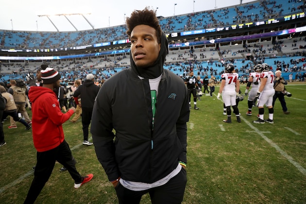 CHARLOTTE, NORTH CAROLINA - DECEMBER 23: Cam Newton #1 of the Carolina Panthers walks off the field after being defeated by the Atlanta Falcons 24-10 at Bank of America Stadium on December 23, 2018 in Charlotte, North Carolina. (Photo by Streeter Lecka/Getty Images)